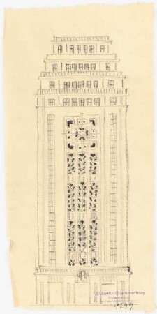 Verlagshaus des Scherl-Verlages, Berlin Turm: Ansicht Jerusalemer Straße, Variante der Fassaden-Ornamentierung