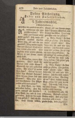 I. Jahreswechsel.