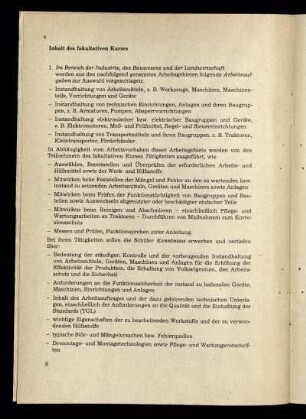 Inhalt des fakultativen Kurses