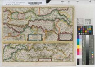 Descriptio fluminum Rheni, Vahalis et Mosae a Rheno Berca ad Goricomium usque, comprehendens imperium Noviomagense, Bataviam, Tielae et Bomelii insula regionesque conterminas. [Fol.] 101. Amstelodami. Excusum apud Henricum Hondium habitans supra damum sub insigno Atlantis. Nebenkarte: Rheinlauf von Rheinberg bis Nymwegen [ca. 1 : 150 000]. - 119 C