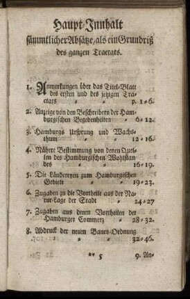 Haupt-Innhalt sämmtlicher Absätze, als ein Grundriß des ganzen Tractats.