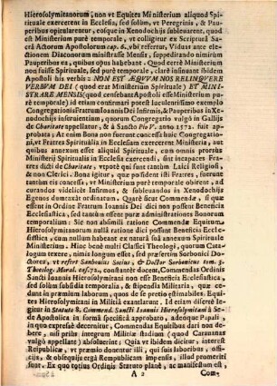 Votvm Theologorvm Vrbis Super qualitate Manuali Commendarum Sacrae Religionis Hierosolymitanae