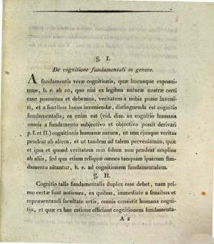 Dissertationes philosophicae. 2. De cognitione fundamentali. - 1810. 42 P.