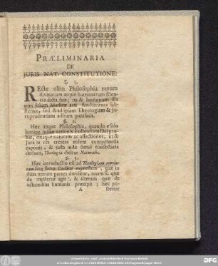 Praeliminaria De Iuris Nat. Constitutione.