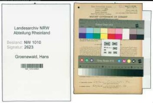 Entnazifizierung Hans Groenewald , geb. 20.12.1907 (Installateur)
