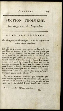 Section Troisième. Des Rapports et des Proportions.