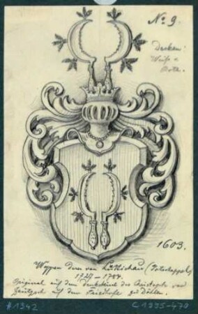 Das Wappen der Familie von Lüttichau auf dem Grabstein des Christoph von Zeutzsch auf dem Friedhof in Döhlen (Freital)