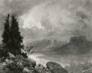 Lilienstein : Lilienstein. Aquarell (vor 1907; E. Oehme). Dresden: Stadtmuseum