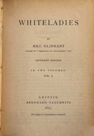 Whiteladies : in 2 vol., 1