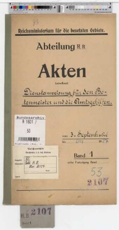 Dienstanweisung f. d. Botenmeister u. die Amtsgehilfen