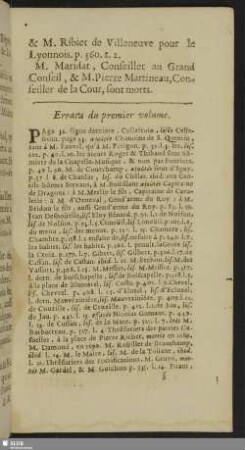Errata du premier volume.