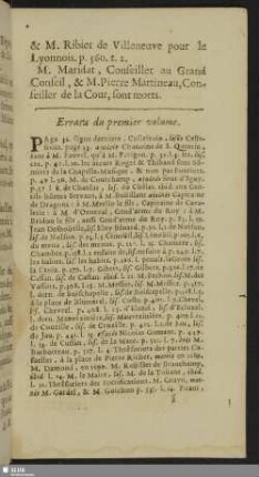 Errata du premier volume.