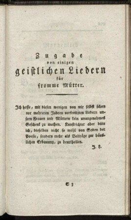 Zugabe von einigen geistlichen Liedern für fromme Mütter.