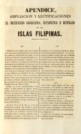 Apendice, ampliacion y rectificaciones al diccionario geografico, estadístico e histórico de las islas Filipinas