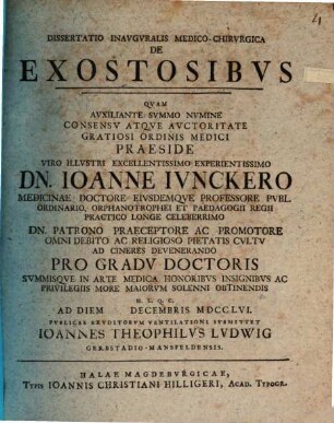 Diss. inaug. med. chir. de exostosibus