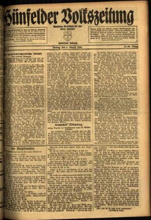 Ausgabe vom Freitag, den 06. August 1920.