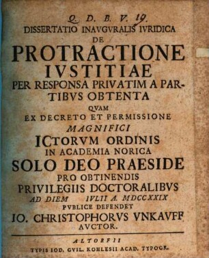 Diss. inaug. iur. de protractione iustitiae per responsa privatim a partibus obtenta