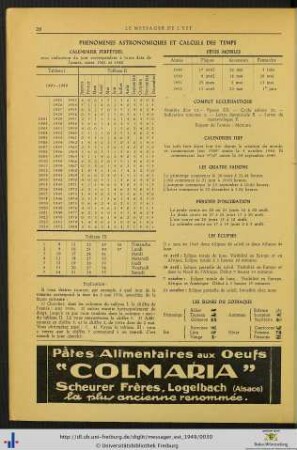 Phénomènes Astronomiques et Calculs des Temps.