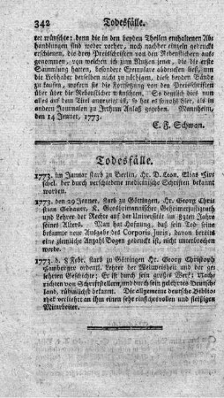 Todesfälle.