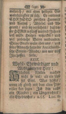XXIX. Wohl-Ehrwürdiger und Wohlgelahrter Herr!
