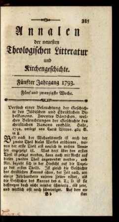 Fünf und zwanzigste Woche
