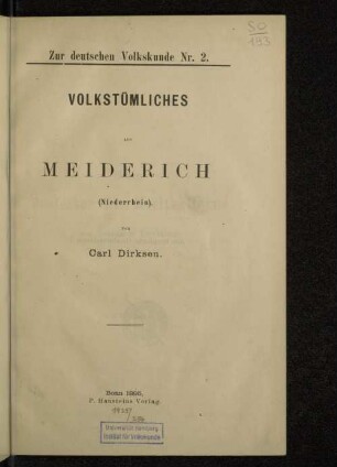 Volkstümliches aus Meiderich (Niederrhein)