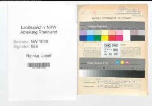 Entnazifizierung Josef Reinke , geb. 22.06.1903 (Juristischer Sachbearbeiter)