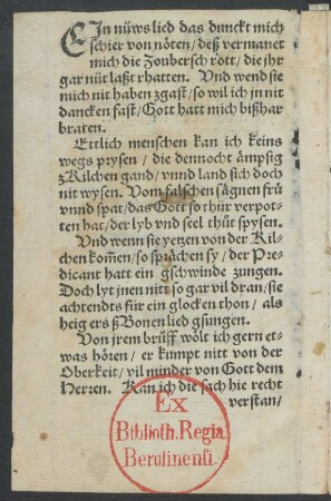 EJn nüws lied das dunckt mich || schier von nöten/ deß vermanet || mich die Zoubersch rott/