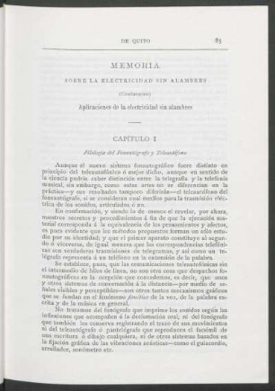 Memoria sobre la electricidad sin alambres - (Continuación) : Aplicaciones de la electricidad sin alambres - Capítulo I: Filología del Fonautógrafo y Teleautófono