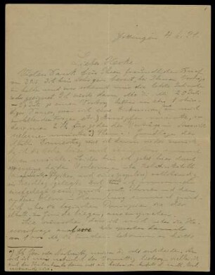Nr. 1: Brief von David Hilbert an Erich Hecke, Göttingen, 4.6.1921