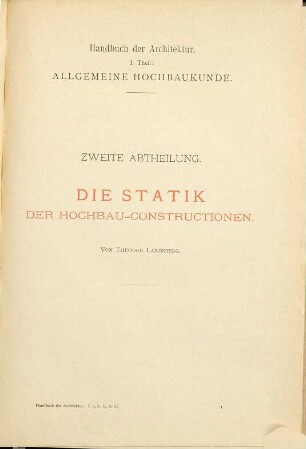 Die Statik der Hochbau-Constructionen