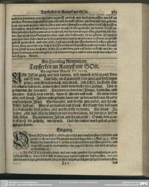 Am Sonntag Reminiscere. Tapfferkeit im Kampff mit Gott. Evangelium Matth. XV, 21-28