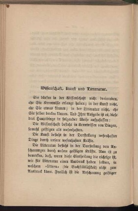 Wissenschaft, Kunst und Litteratur.