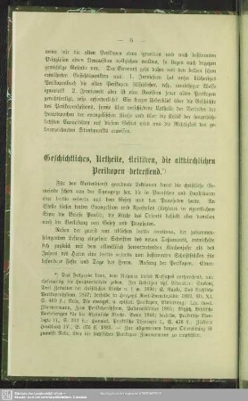 Geschichtliches, Urtheile, Kritiken, die altkirchlichen Perikopen betreffend