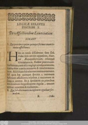 Logicae Errantis Diatribe X. De Affectionibus Enunciation:
