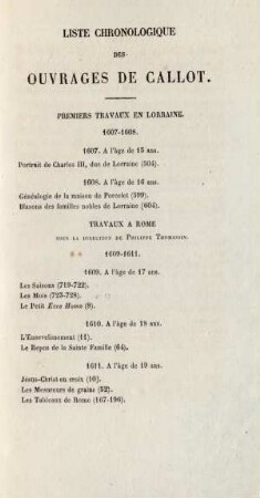 Liste chronologique des ouvrages de Callot