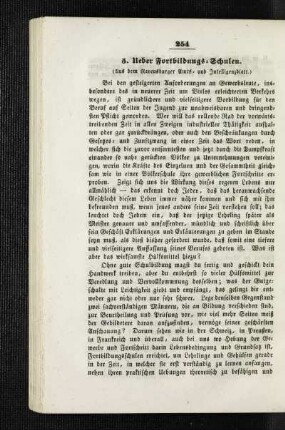 Ueber Fortbildungs-Schulen