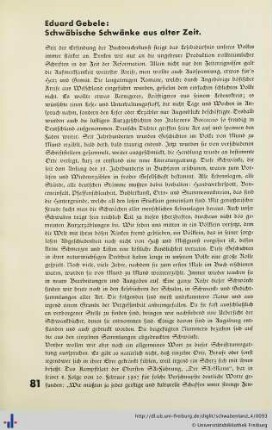 Schwäbische Schwänke aus alter Zeit.