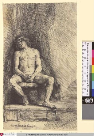 [Nackter Mann, vor einem Vorhang sitzend; Nude Man Seated before a Curtain; Homme nud assis]