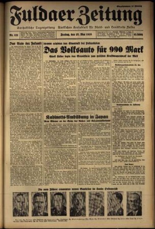 Ausgabe vom Freitag, den 27. Mai 1938.