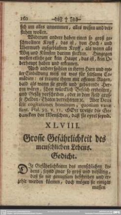 XLVIII. Grosse Gefährlichkeit des menschlichen Lebens. Gedicht