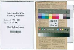 Entnazifizierung Johanna Overdick , geb. 08.02.1899 (Buerogehilfin)