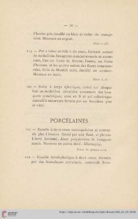 Porcelaines (Nr. 121 - 130)