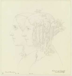 Antonie von Blittersdorff und Ludowika von Blittersdorff, verehelichte von Rauch, im Profil nach links