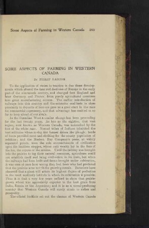Some Aspects of Farming in Western Canada