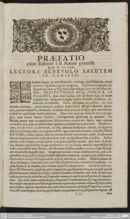 Praefatio priori Editioni à B. Autore praemissa Anno [MDCXVIII]
