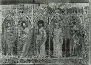 Pirnaer Antependium mit den Heiligen, Aposteln, Evangelisten, Marienkrönung und Johannes dem Täufer