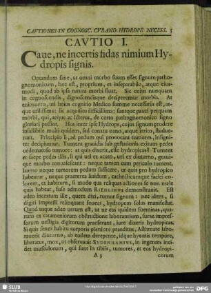 Cautio I. Cave, ne incertis fidas nimium Hydropis signis