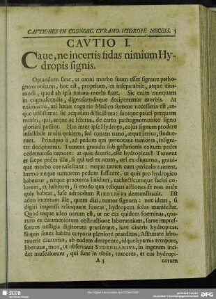 Cautio I. Cave, ne incertis fidas nimium Hydropis signis