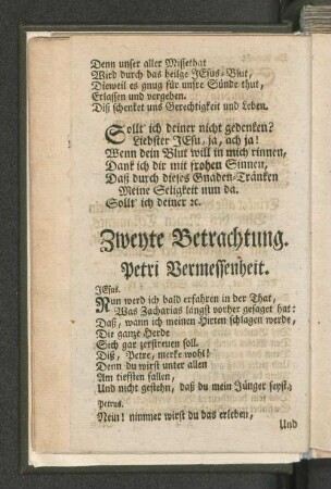Zweyte Betrachtung. Petri Vermessenheit.